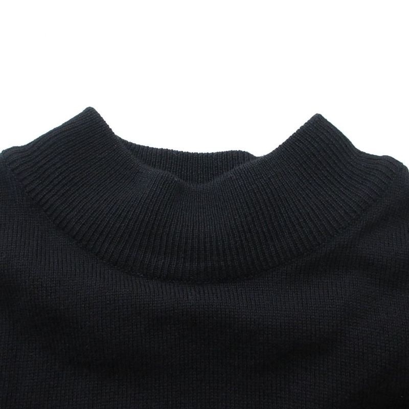 Dior Vintage Knit Sweater Long Sleeve Mock Neck Crest Embroidery Top