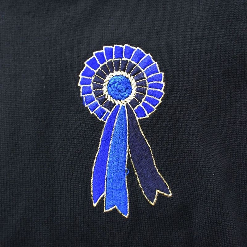 Dior Vintage Knit Sweater Long Sleeve Mock Neck Crest Embroidery Top