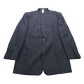 Versace Vintage Gianni Jacket Blue Leather Stand Collar Mao