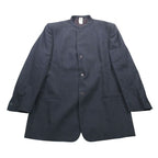 Versace Vintage Gianni Jacket Blue Leather Stand Collar Mao