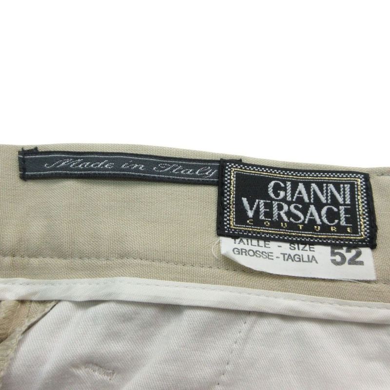 Versace Vintage Gianni Silk Trousers Pants 3 Tuck 52 XL Beige