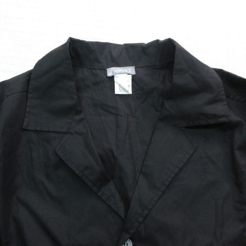 Versace Vintage Shirt Jacket Long Sleeve Tailored Logo Embroidery Piping