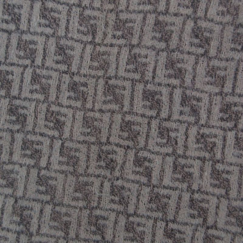 Fendi Zucca Pattern Shawl Scarf Wool Fringe Beige