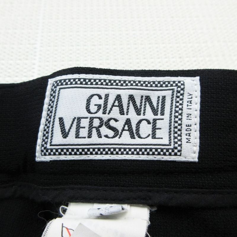 Versace Vintage Gianni Trousers 3 Tuck Pants Wool Nylon Black