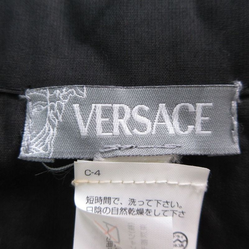 Versace Vintage Shirt Jacket Long Sleeve Tailored Logo Embroidery Piping