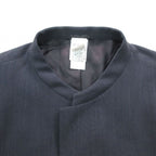 Versace Vintage Gianni Jacket Blue Leather Stand Collar Mao