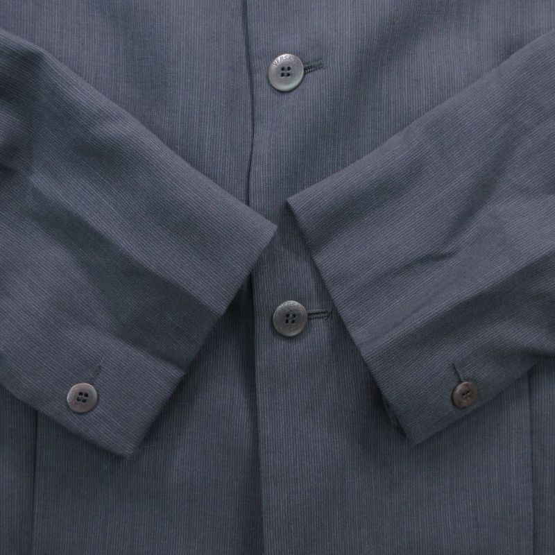 Versace Vintage Gianni Jacket Blue Leather Stand Collar Mao
