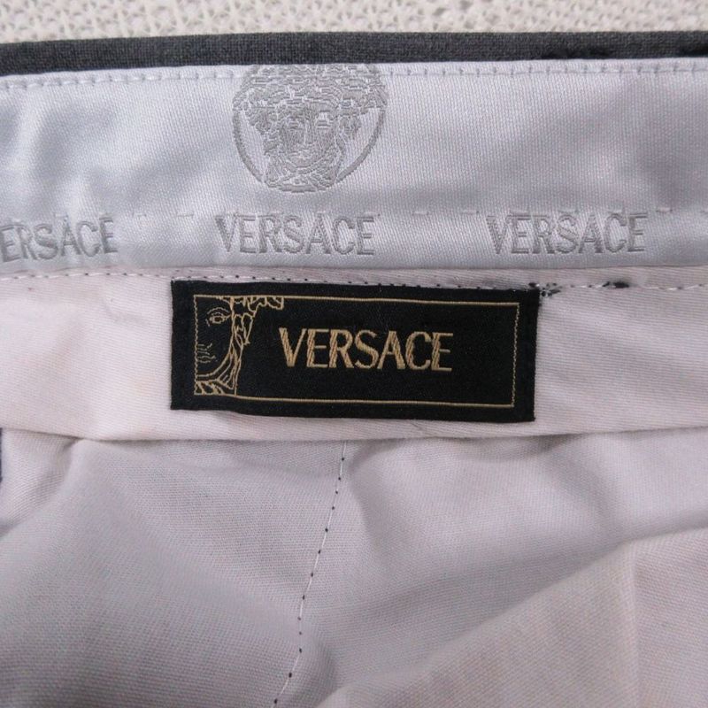 Versace Trousers Pants 3 Tuck Wool 52 XL Gray