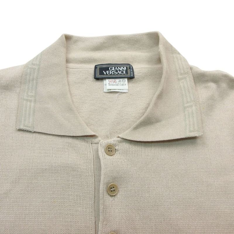 Versace Vintage Gianni Gurka Logo Knit Polo Shirt Long Sleeve