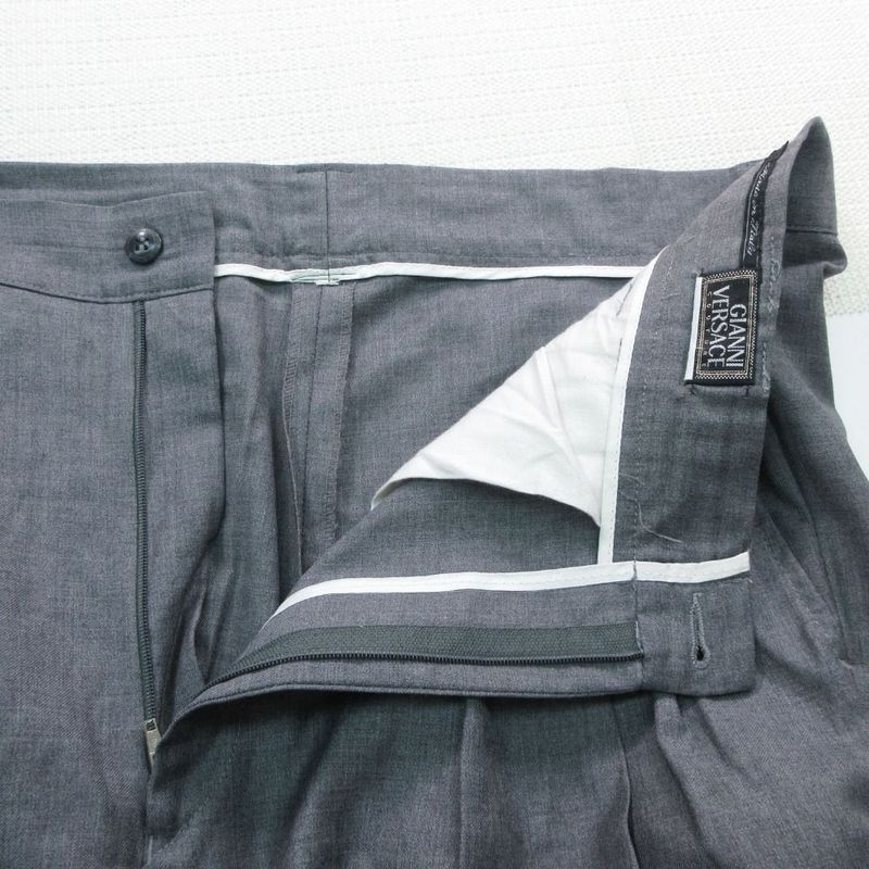 Versace Vintage Gianni Trousers 3 Tuck Pants Wool 52
