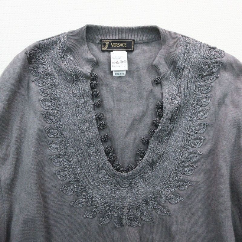 Versace Vintage Embroidery Knit Top Long Sleeve Top