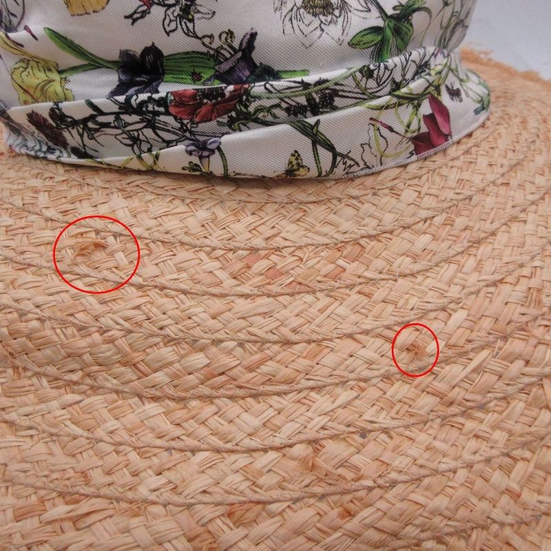 Gucci Raffia Hat Straw Hat Flora Ribbon M Natural