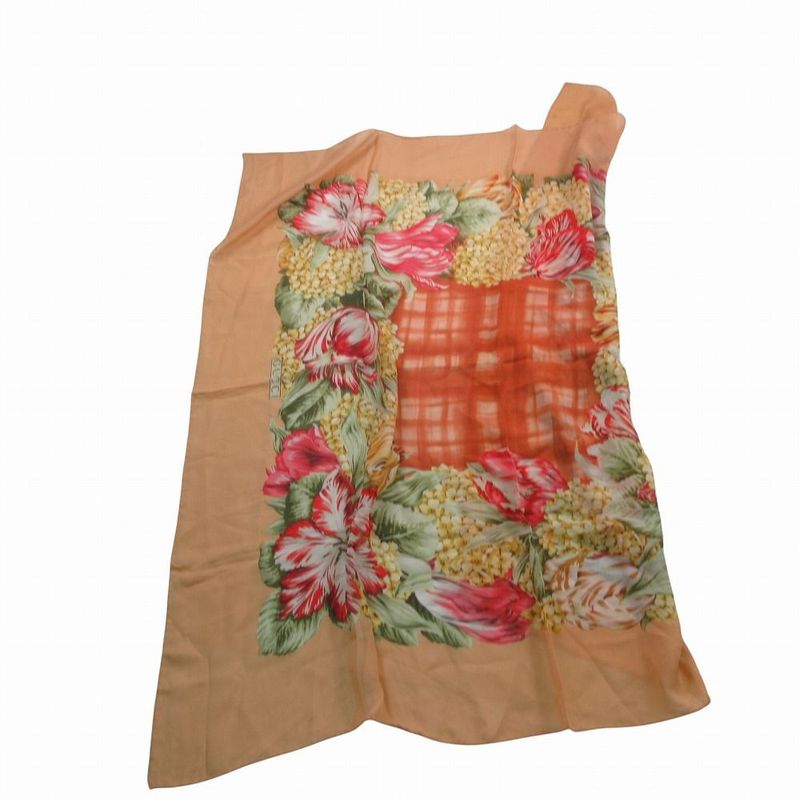 Gucci Silk Large Scarf Flower Print Orange