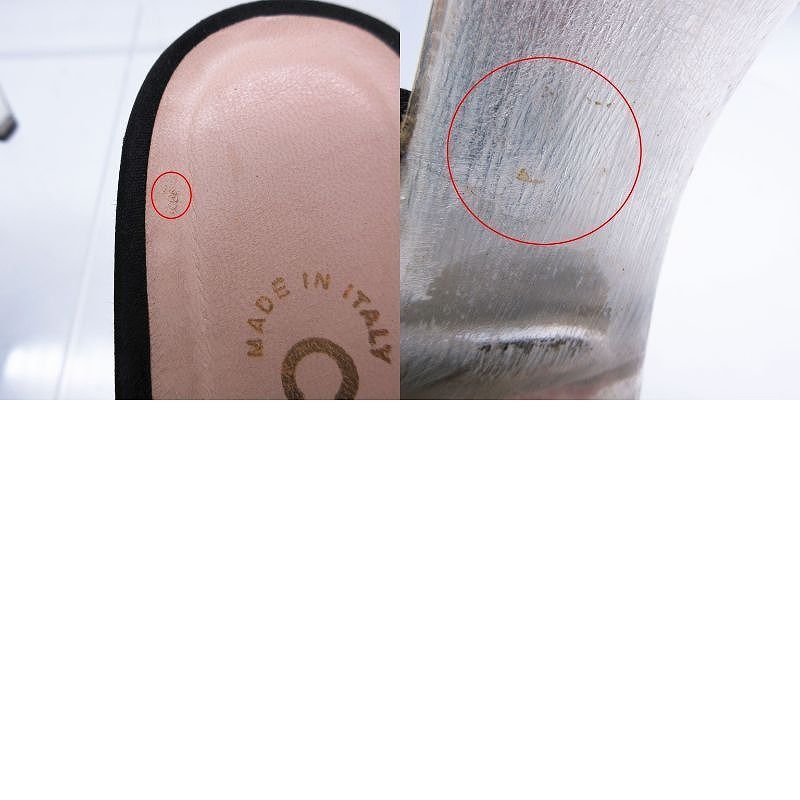Chanel Logo Strap Sandals Shoes Clear Heel Black