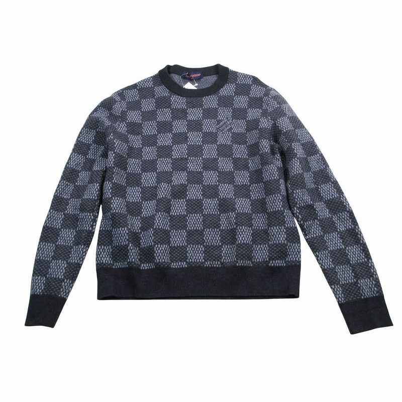 Louis Vuitton Czu Damier Cresque Neck Knit Sweater Pullover Top