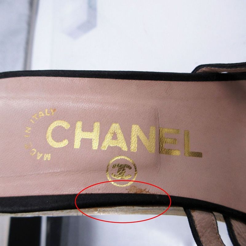 Chanel Logo Strap Sandals Shoes Clear Heel Black