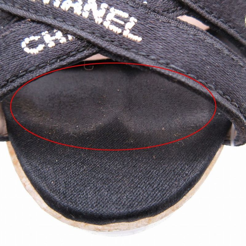 Chanel Logo Strap Sandals Shoes Clear Heel Black
