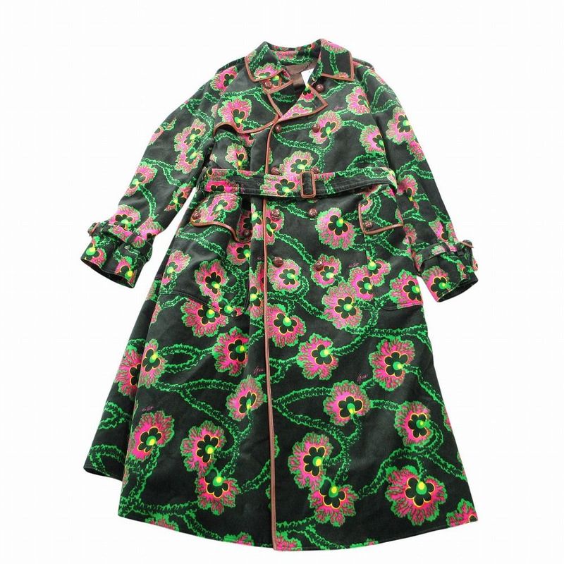 Gucci Kenneth Scott Floral Epi Rogue Velvet Velour Trench Coat Belted 44