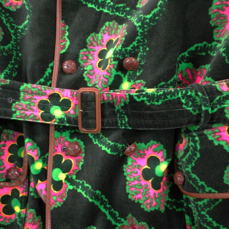 Gucci Kenneth Scott Floral Epi Rogue Velvet Velour Trench Coat Belted 44