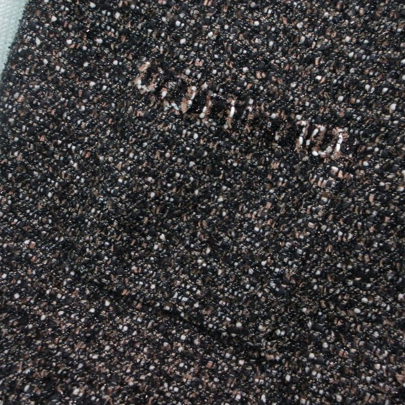 Chanel Tweed Long Coat Brown Black 44 XL