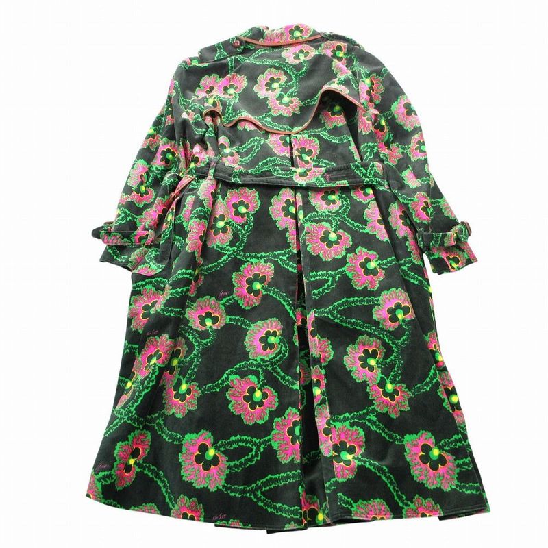 Gucci Kenneth Scott Floral Epi Rogue Velvet Velour Trench Coat Belted 44