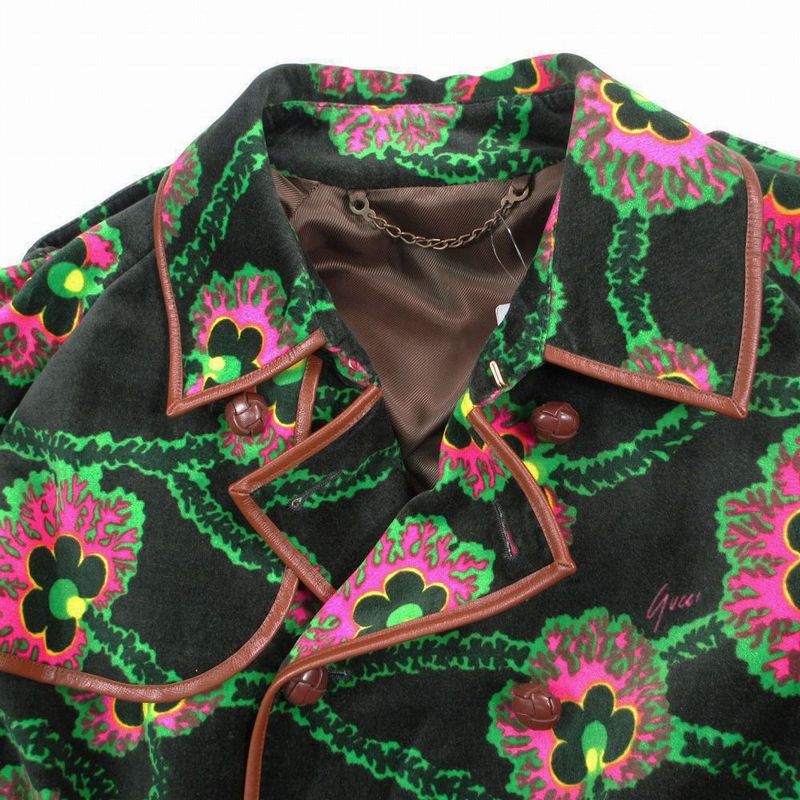 Gucci Kenneth Scott Floral Epi Rogue Velvet Velour Trench Coat Belted 44