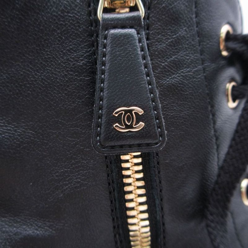 Chanel Shoes Lambskin Boots Quilted Sole Side Zip 37.5