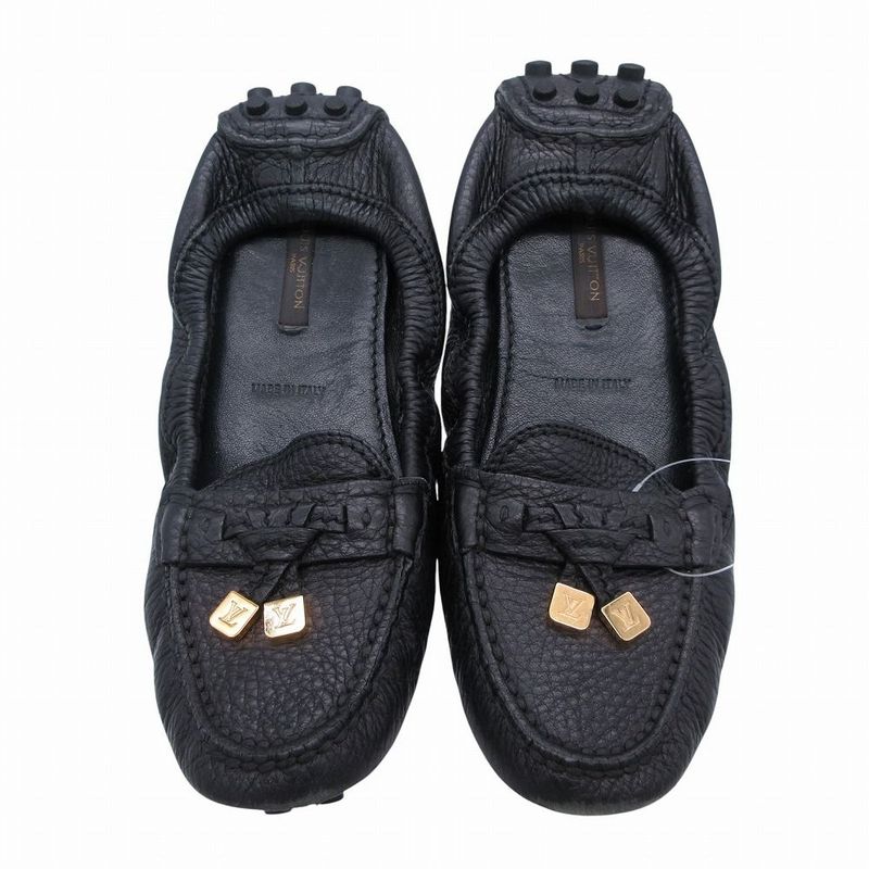 Louis Vuitton Leather Tassel Moccasins Driving Shoes Black