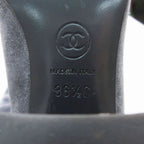 Chanel CC Logo Suede Leather Long Boots Shoes Gray 36.5