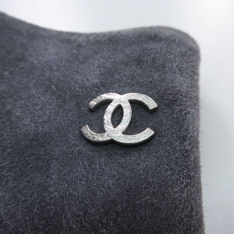 Chanel CC Logo Suede Leather Long Boots Shoes Gray 36.5