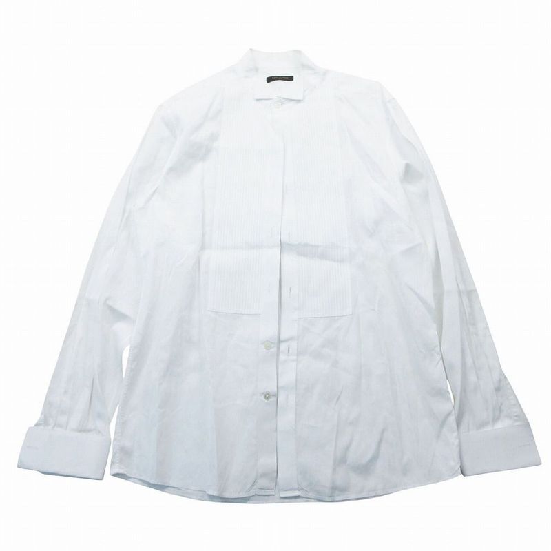 Louis Vuitton Dress Shirt Wing Collar Pleated Long Sleeve Cotton Top 42