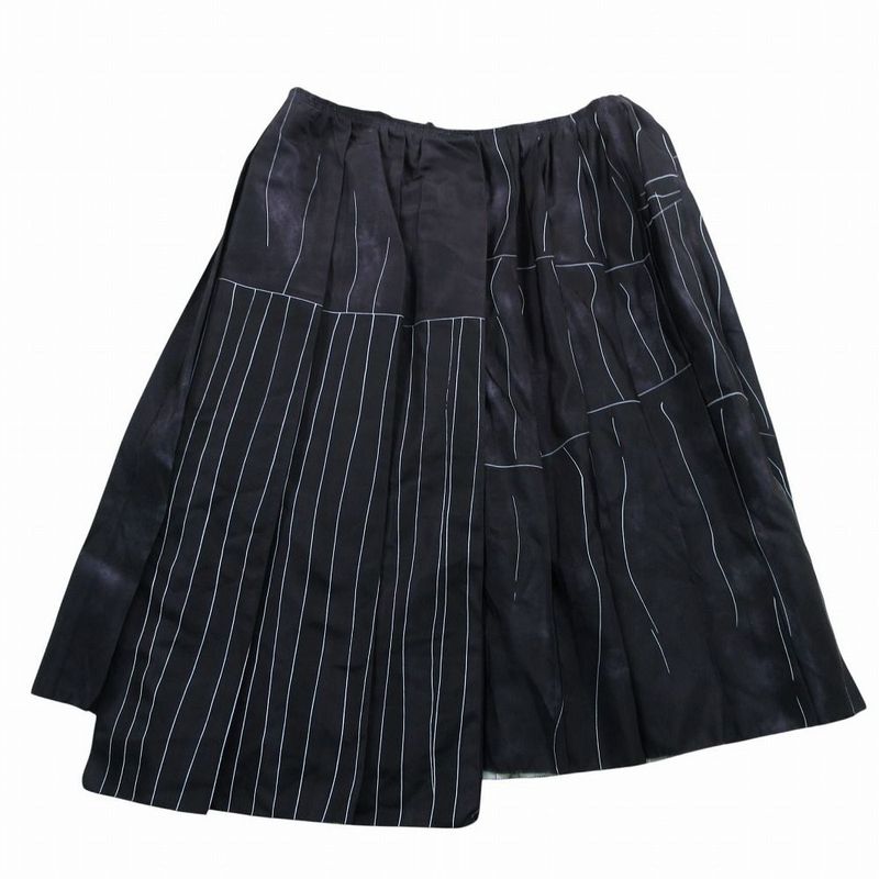 Prada Gathered All Over Pattern Pleated Skirt Calf Length 38