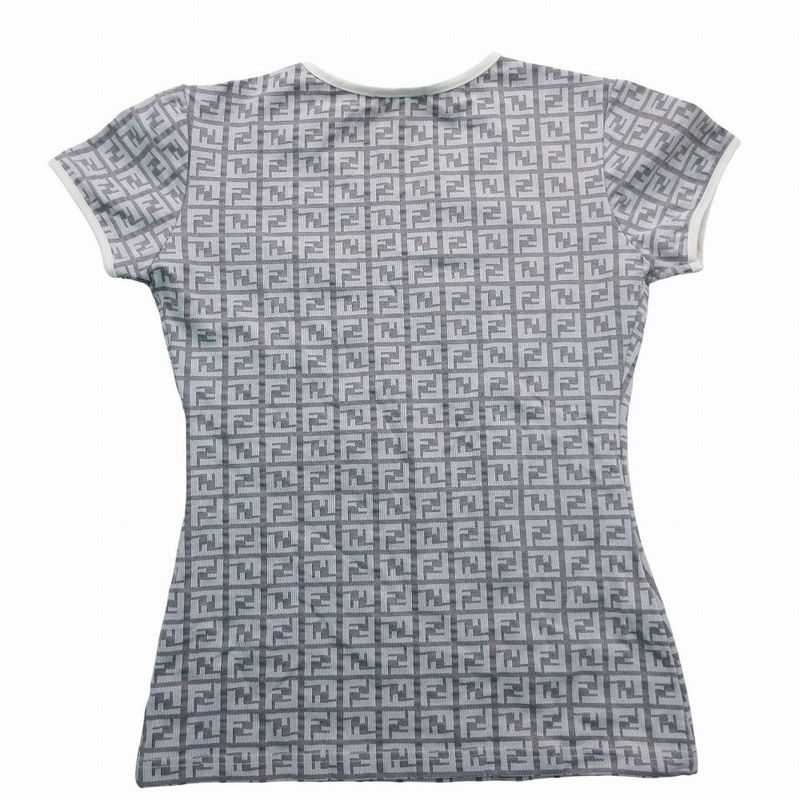 Fendi Zucca Pattern Stretch T-Shirt Pullover Top Short Sleeve 44 Sweater