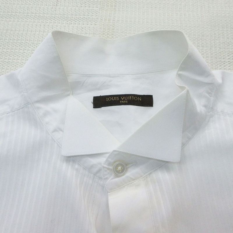 Louis Vuitton Dress Shirt Wing Collar Pleated Long Sleeve Cotton Top 42