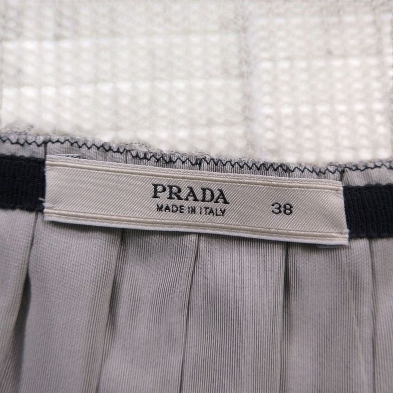 Prada Gathered All Over Pattern Pleated Skirt Calf Length 38