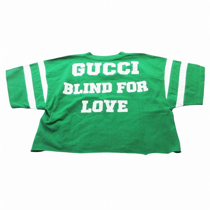 Gucci Print T-Shirt Short Sleeve Hem Cut Off Uncut XS