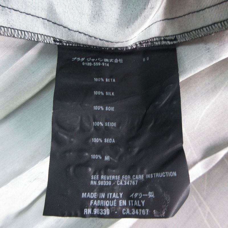 Prada Gathered All Over Pattern Pleated Skirt Calf Length 38