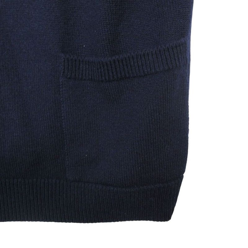 Chanel Cashmere Knit Sweater V-neck Cape Style 40 L Navy