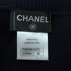 Chanel Cashmere Knit Sweater V-neck Cape Style 40 L Navy
