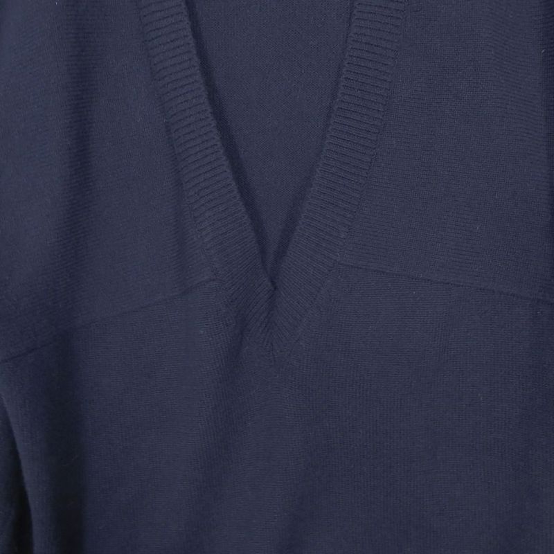 Chanel Cashmere Knit Sweater V-neck Cape Style 40 L Navy