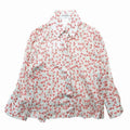 Chanel Blouse Sheer Shirt 3/4 Sleeve Floral Pattern CC Logo CC