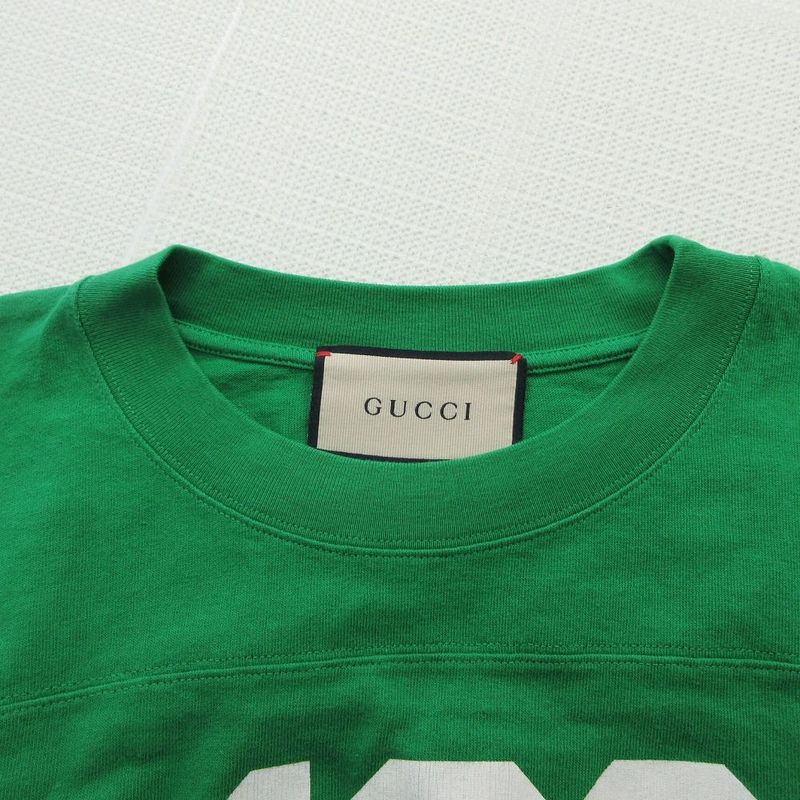 Gucci Print T-Shirt Short Sleeve Hem Cut Off Uncut XS