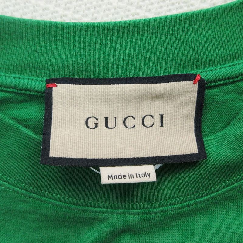 Gucci Print T-Shirt Short Sleeve Hem Cut Off Uncut XS