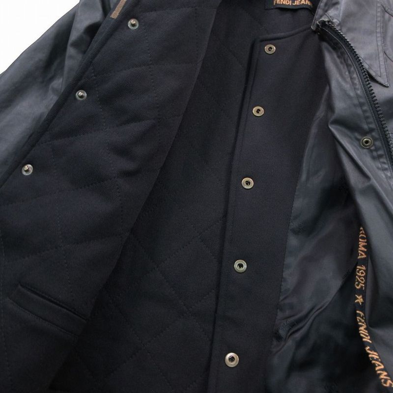 Fendi Coating Stand Collar Coat with Inner Vest Layered Black 40