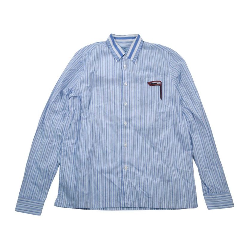 Prada Striped Back Logo Regular Color Shirt Button Down Long Sleeve