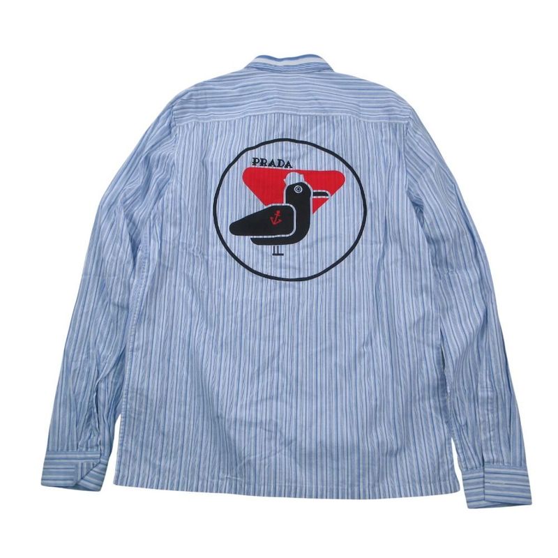 Prada Striped Back Logo Regular Color Shirt Button Down Long Sleeve
