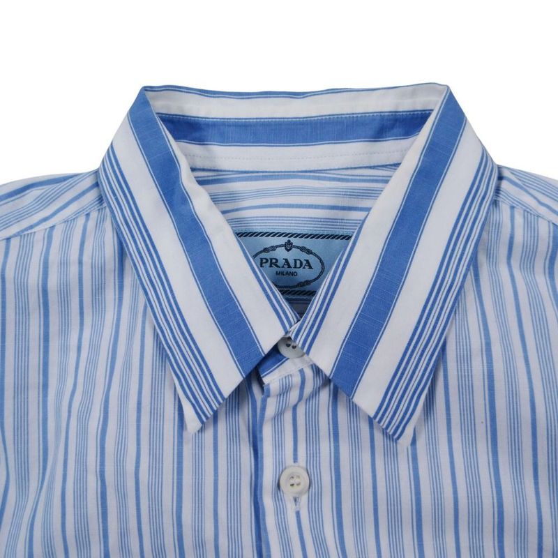 Prada Striped Back Logo Regular Color Shirt Button Down Long Sleeve