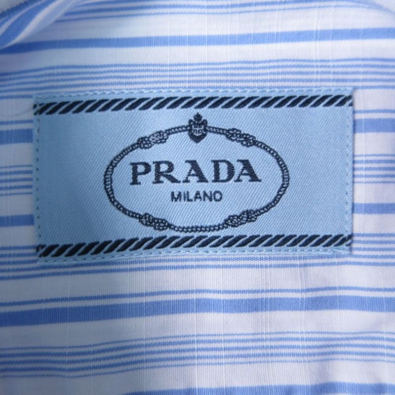 Prada Striped Back Logo Regular Color Shirt Button Down Long Sleeve