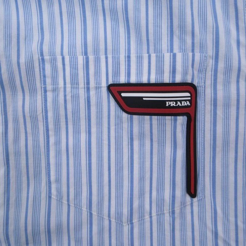 Prada Striped Back Logo Regular Color Shirt Button Down Long Sleeve