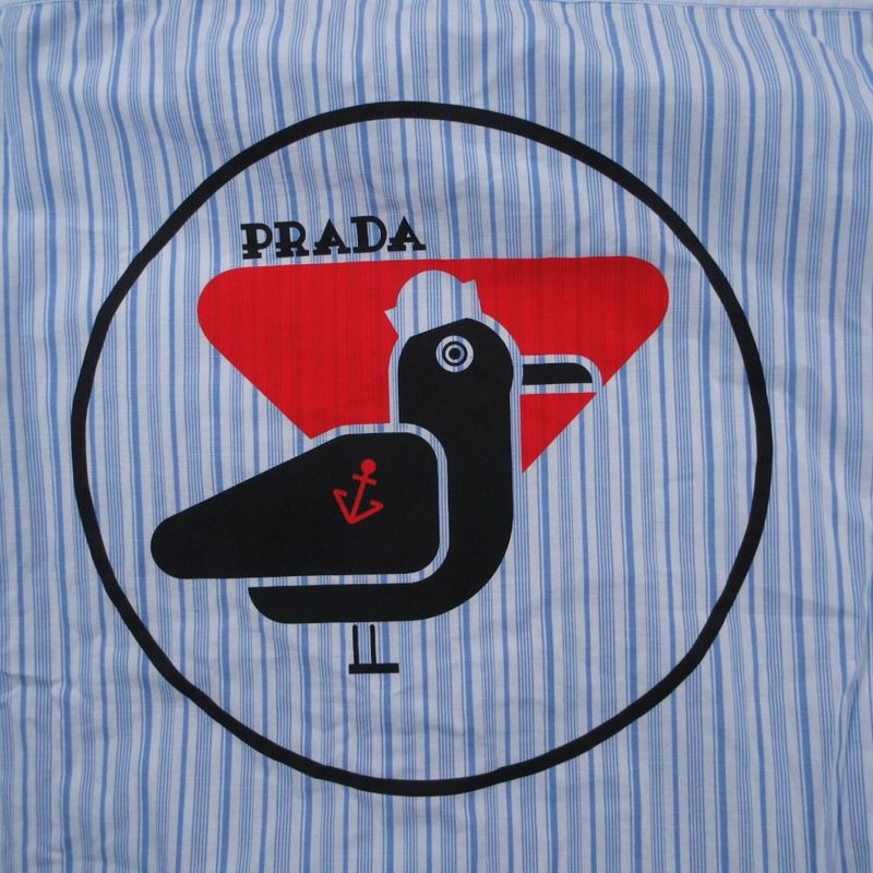 Prada Striped Back Logo Regular Color Shirt Button Down Long Sleeve